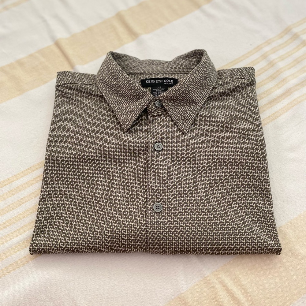 Kenneth Cole Button Down Patterned Short Sleeve S… - image 1